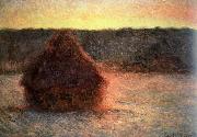 Claude Monet hay stack at sunset,frosty weather oil painting picture wholesale